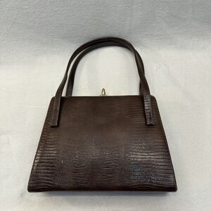 Vtg Berne of California Brown Faux Crocodile Leather Purse Handbag USA Made